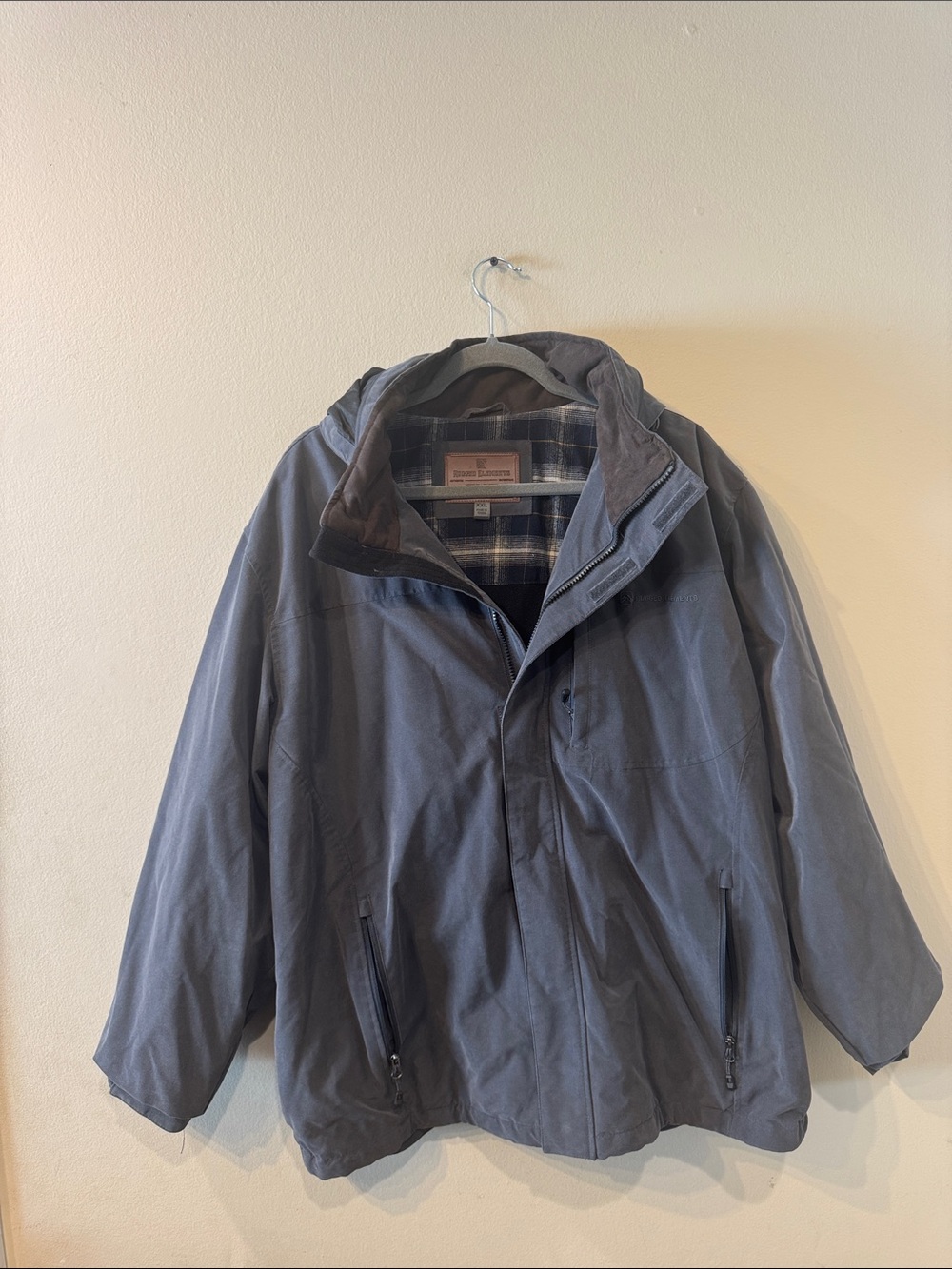 Rugged Elements xxl grey hooded utility outdoor jacket fleece & plaid lined